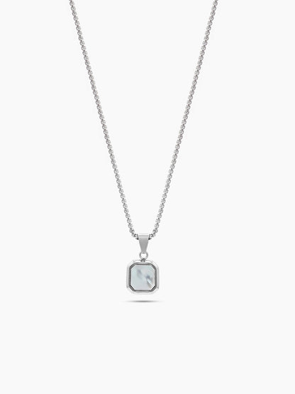 Velcor Square Geometric Silver Men's Chain Pendant Necklaces