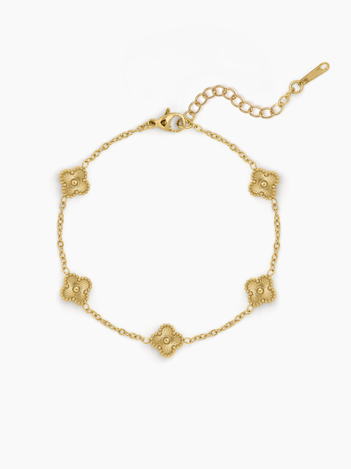 Velmira Clover Charm 18k Gold Plated Women's Link Chain Bracelet