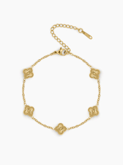 Velmira Clover Charm 18k Gold Plated Women's Link Chain Bracelet