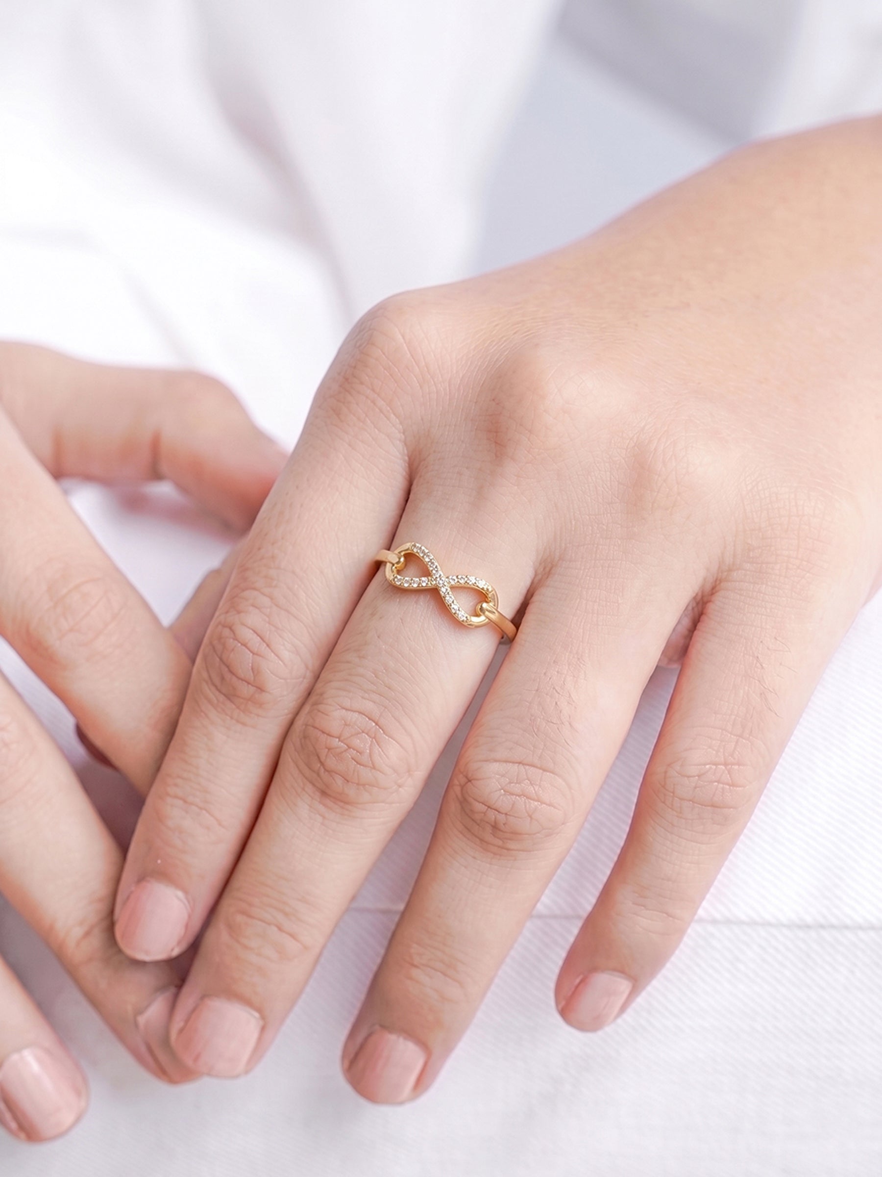 Velnira Infinity Diamond 18K Gold Plated Women's Ring - Swashaa