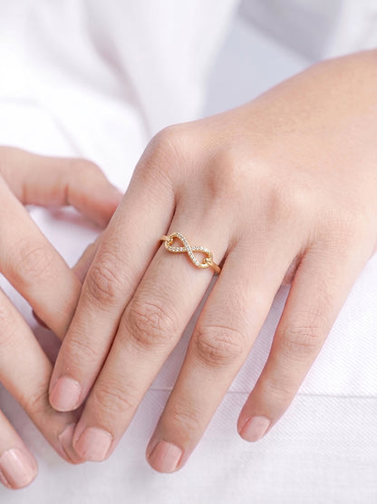 Velnira Infinity Diamond 18K Gold Plated Women's Ring - Swashaa