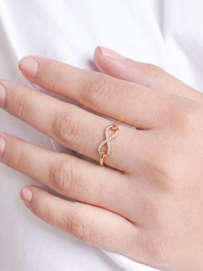Velnira Infinity Diamond 18K Gold Plated Women's Ring - Swashaa
