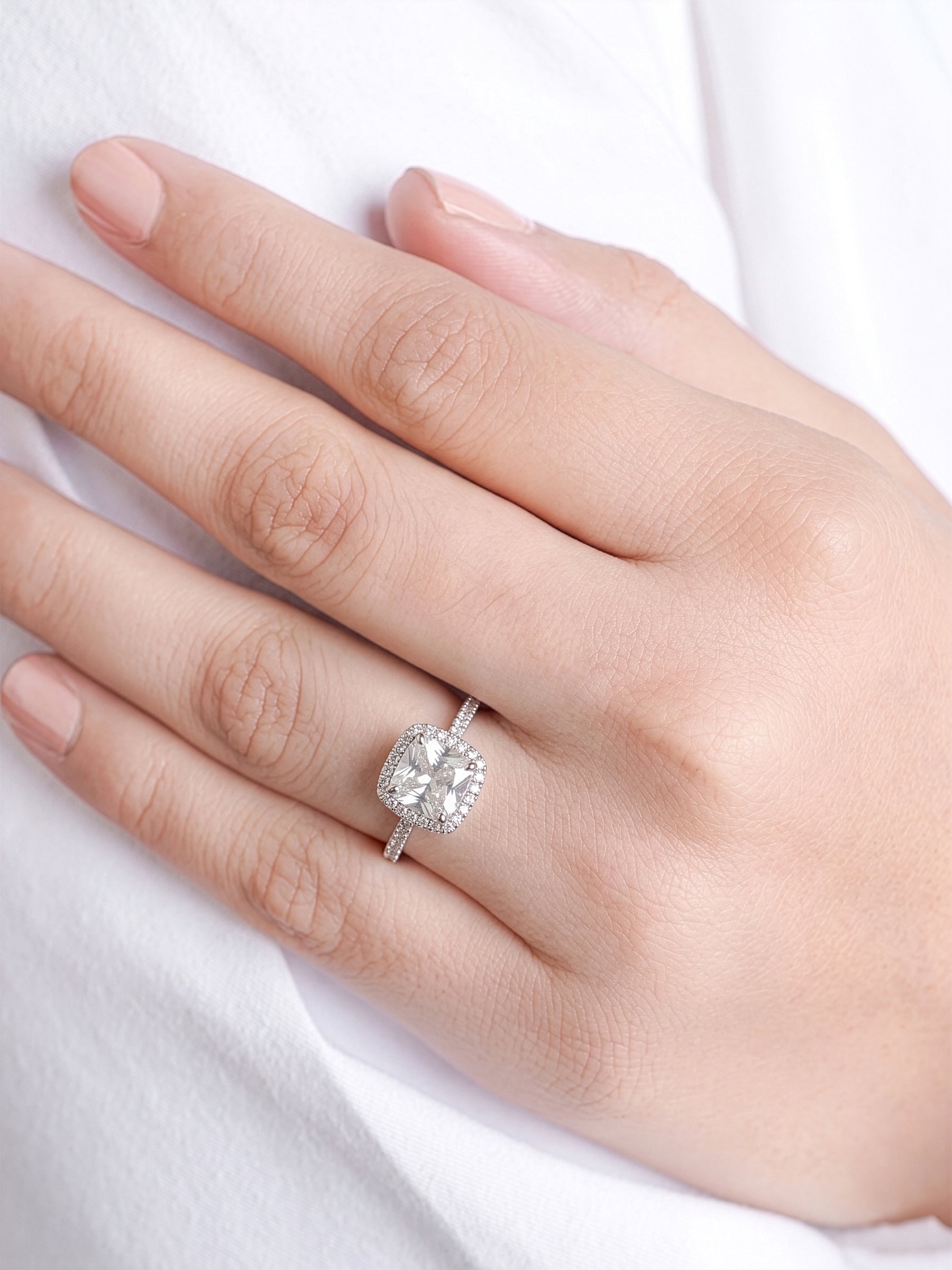 Velora Cushion cut Silver Diamond Solitaire Women's Ring