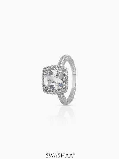 Velora Cushion cut Silver Diamond Solitaire Women's Ring