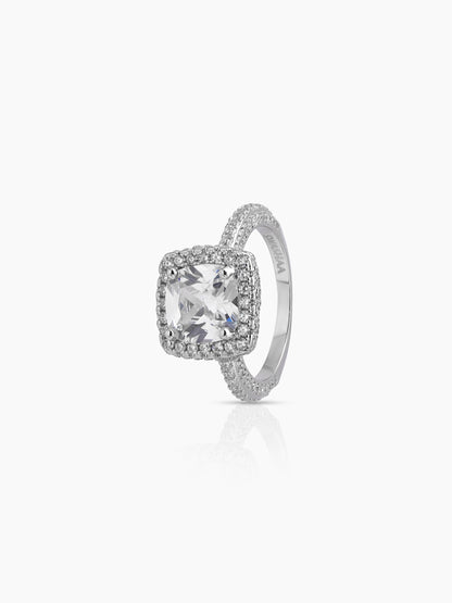Velora Cushion cut Silver Diamond Solitaire Women's Ring