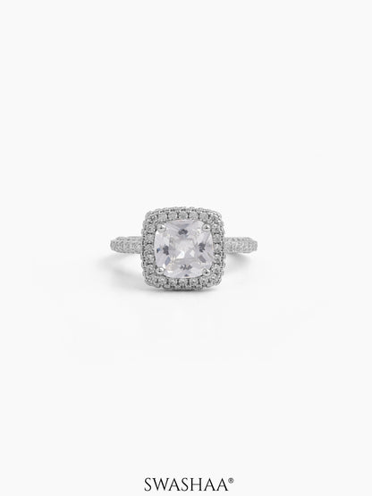 Velora Cushion cut Silver Diamond Solitaire Women's Ring