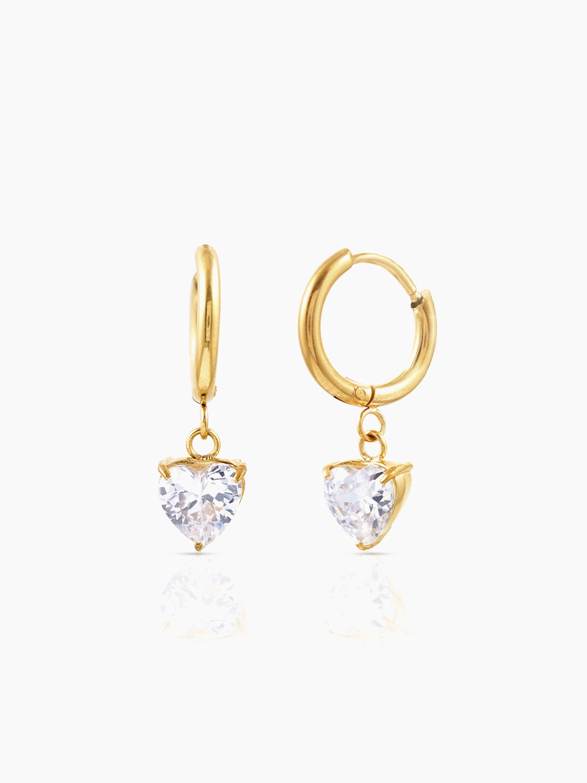 Vera Heart Solitaire 18K Gold Plated Drop Earrings