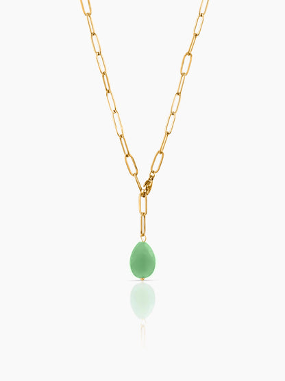 Verdure Teardrop Charm 18K Gold Plated Y-Shaped Chain Pendant Necklace