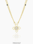 Verona Double Layered Flower Diamond Charm 14K Gold Plated Mangalsutra