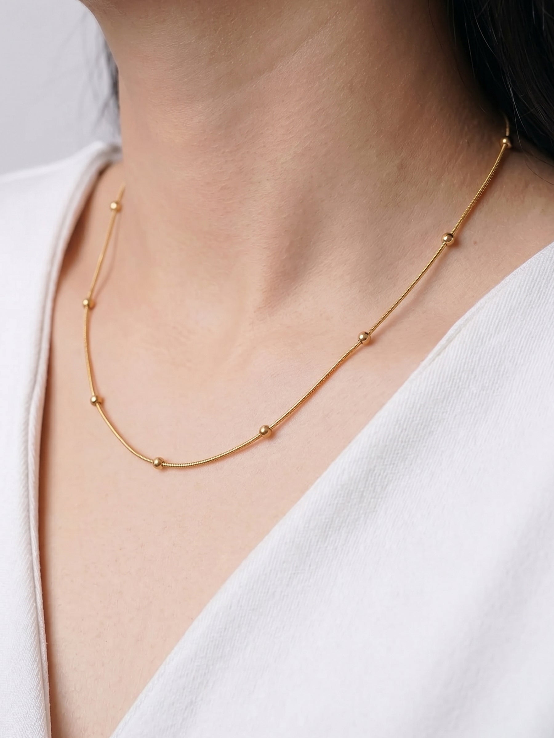 Veya Silhouette Beaded 18K Gold Plated Women's Chain