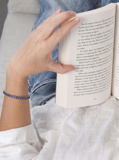 Veyra Blue Silver Diamond Women's Tennis Loose Bracelet