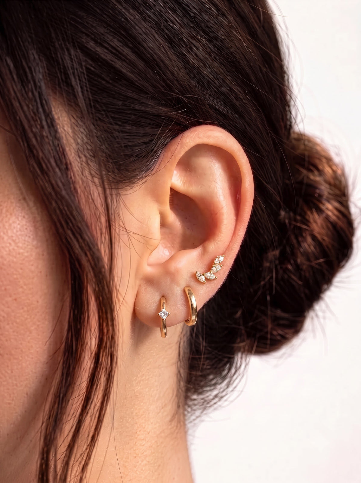 Vezzie Diamond Stud Earrings & Hoop earrings 18K Gold Plated Women's Earring Set