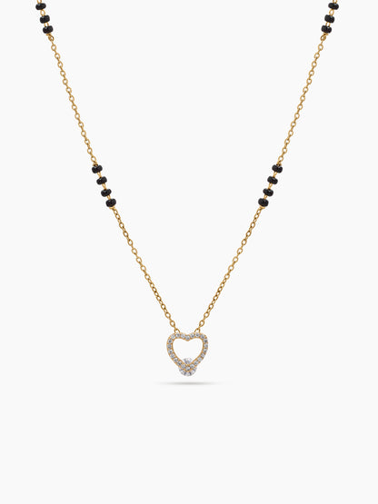 Vihana Heart Diamond Solitaire 18K Gold Plated Women's Chain Pendant Mangalsutra Necklace