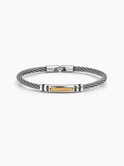Vincent Diamond Silver Wired Men's Bracelet
