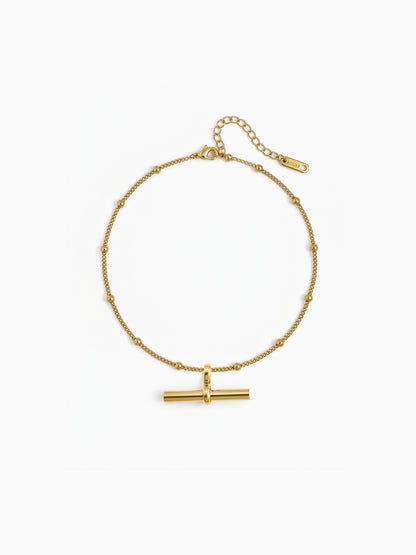 Viona Bar Charm Beads 18K Gold Plated Women's Anklet