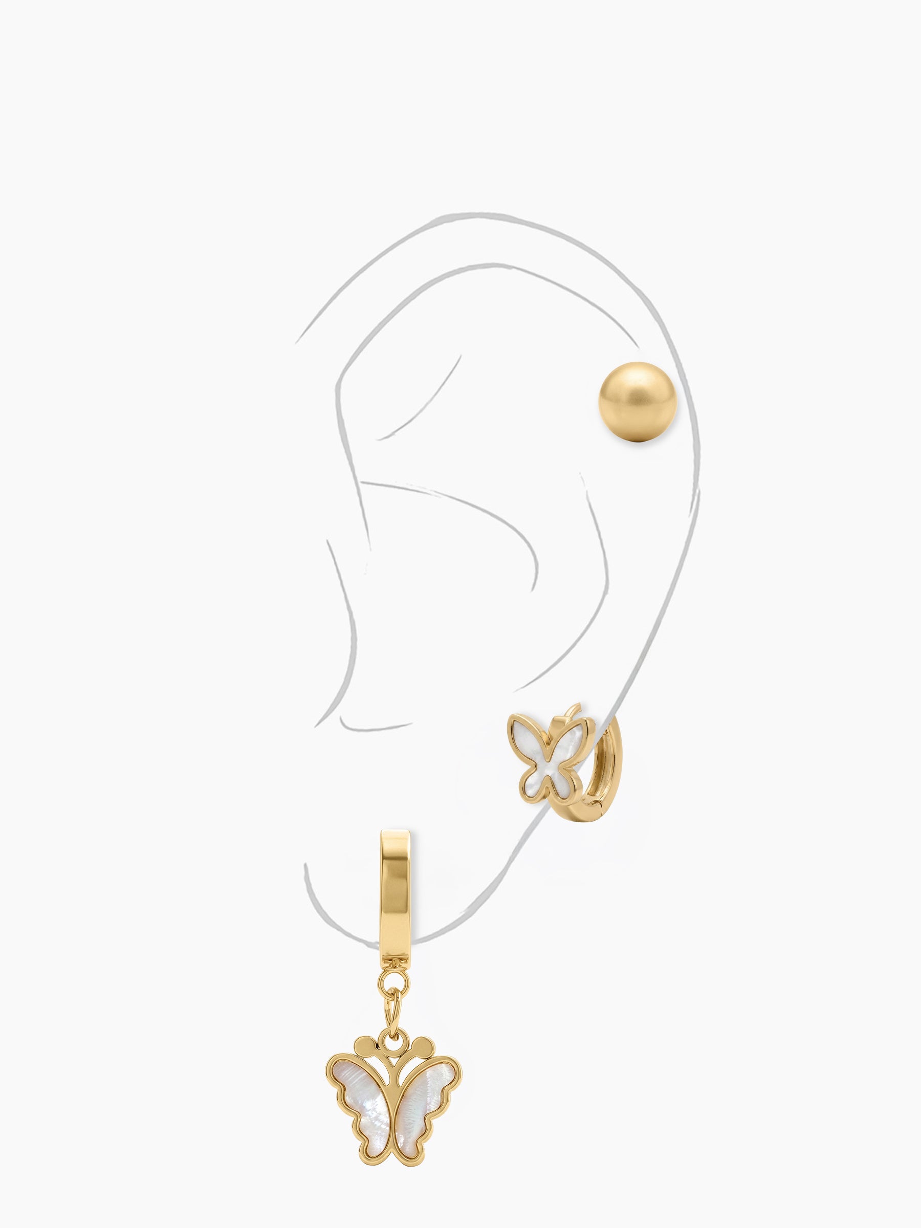 Viera sparkling CZ Dainty Trios Bold Ovals 18K Gold Plated Stud Earrings Set