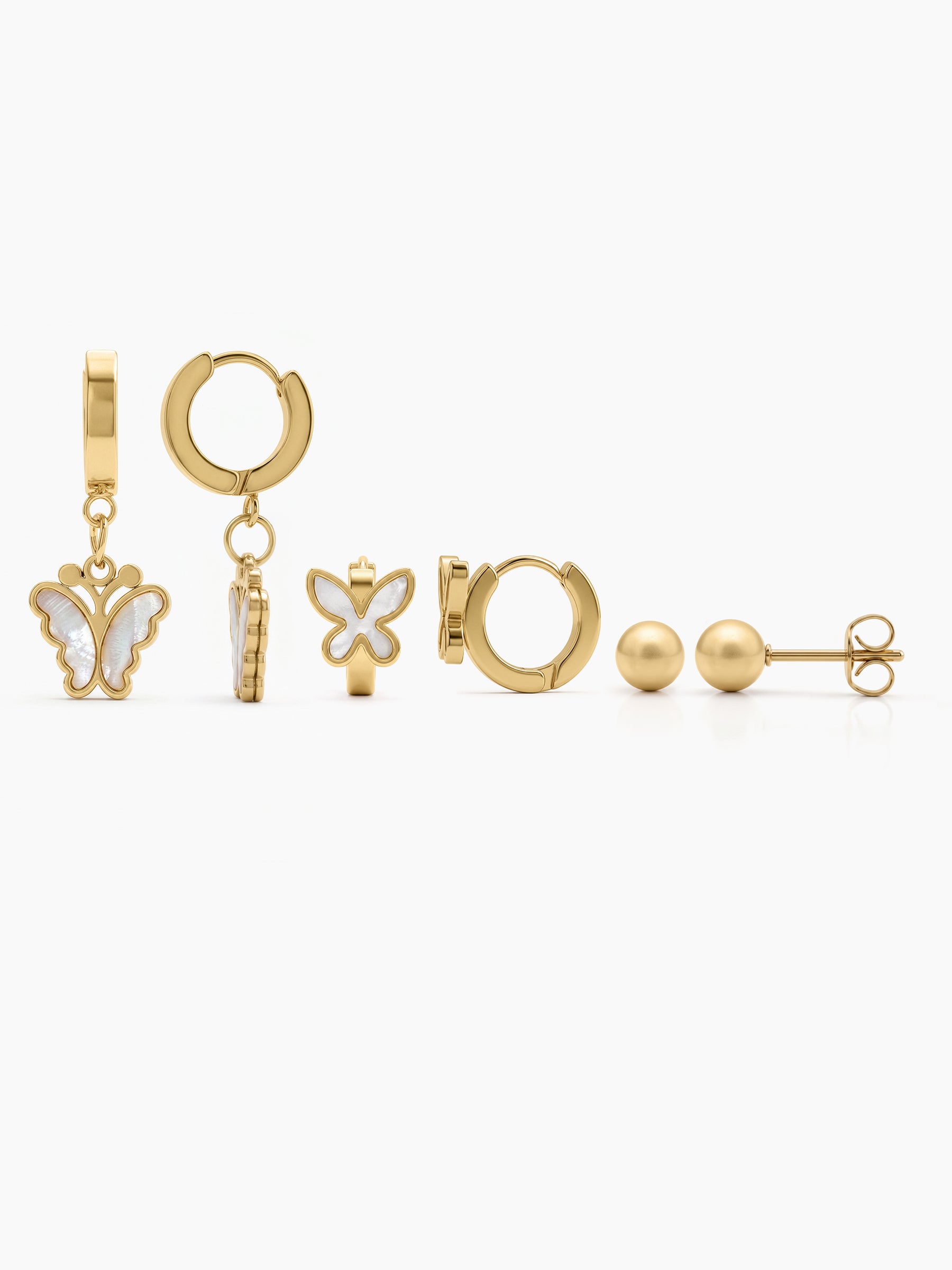 Viera sparkling CZ Dainty Trios Bold Ovals 18K Gold Plated Stud Earrings Set