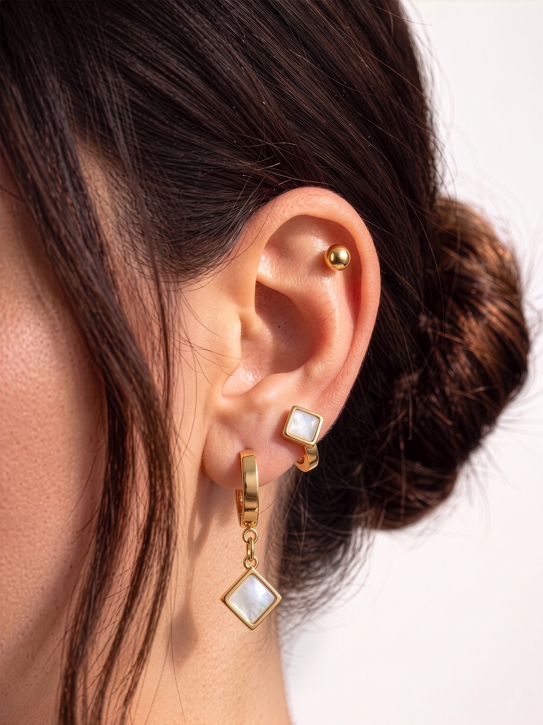 Virezza Charms Sphere 18K Gold Plated Women's Stud, Hoop Earrings Set