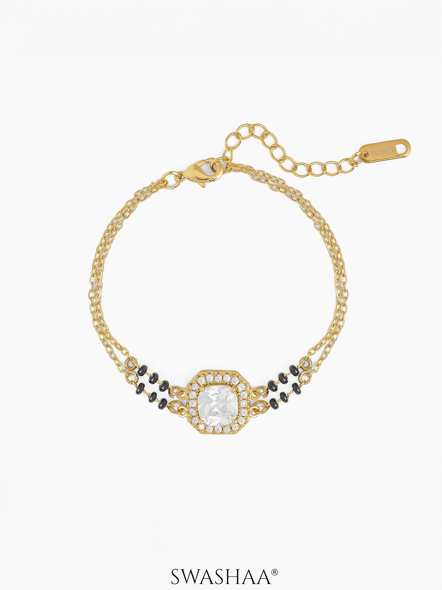 Viyana Solitaire Halo Layered Mangalsutra Bracelet