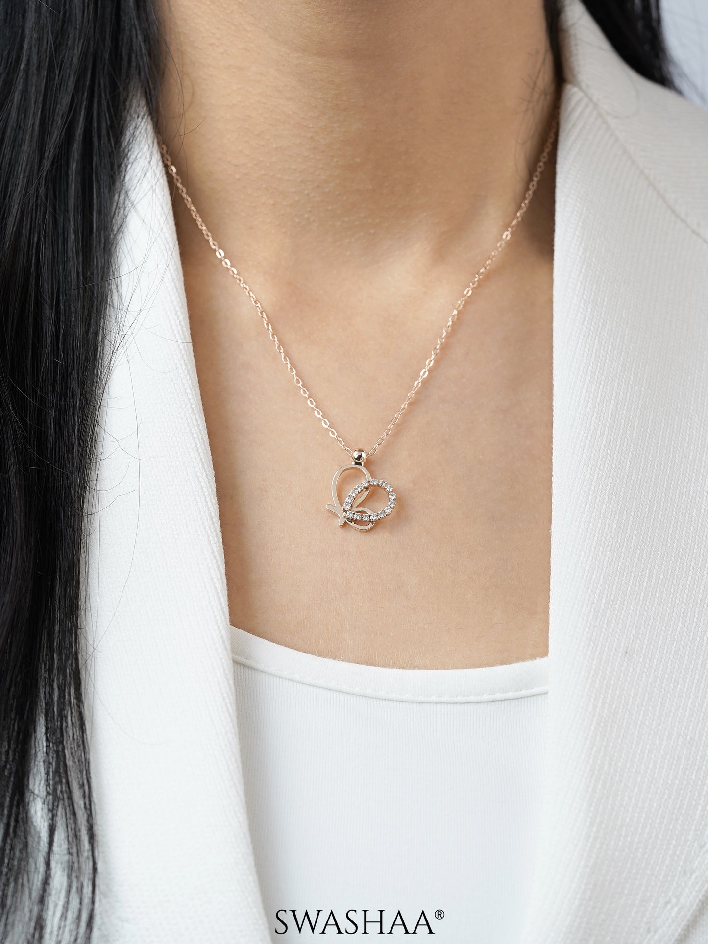 Volar Butterfly Rosegold Plated Necklace