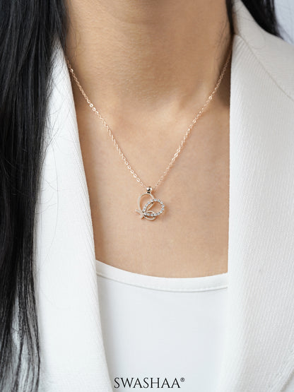 Volar Butterfly Charm Rosegold Plated Chain Pendant Necklace