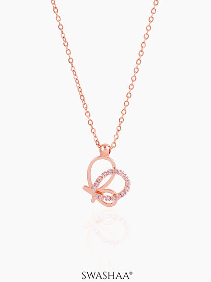 Volar Butterfly Charm Rosegold Plated Chain Pendant Necklace