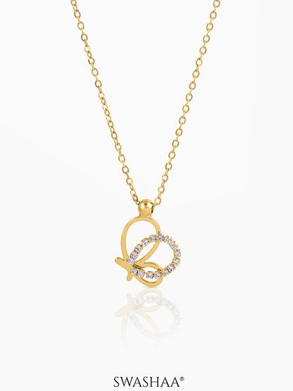 Volar Butterfly Charm 18K Gold Plated Chain Pendant Necklace