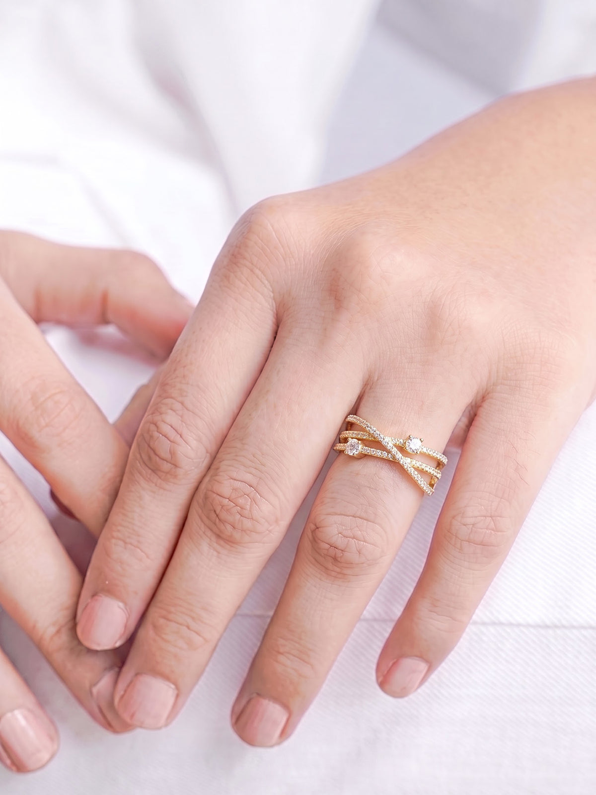 Volga Diamond Solitaire 18K Gold Plated  Women's Rings