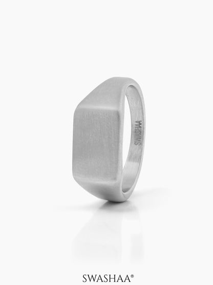 Vorn Matte Signet Rectangular Silver Band Men's Ring