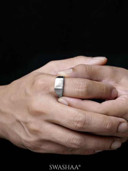 Vorn Matte Signet Rectangular Silver Band Men's Ring