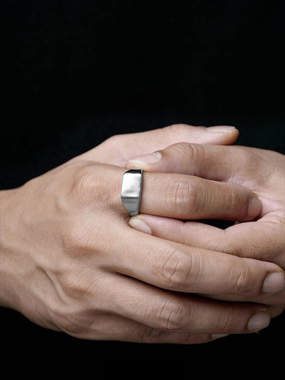 Vorn Matte Signet Rectangular Silver Band Men's Ring