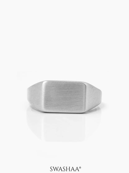 Vorn Matte Signet Rectangular Silver Band Men's Ring