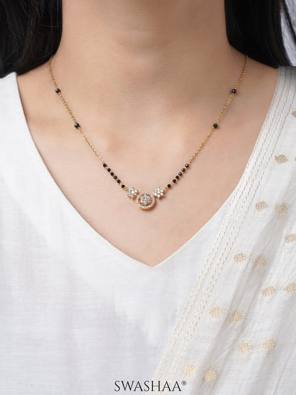 Vrashi Shimmering Cubic Zirconia Diamond Charms 18K Gold Plated Mangalsutra