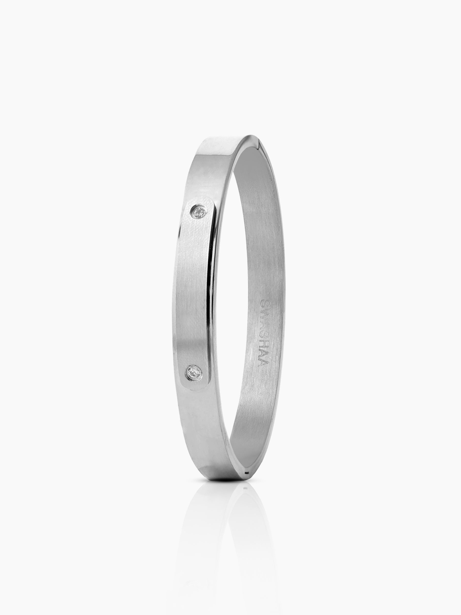 Wade Diamond Silver Men's Band Bracelet Kada