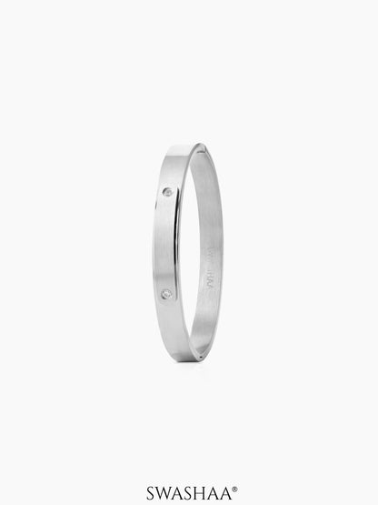 Wade Diamond Silver Men's Band Bracelet Kada