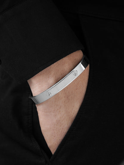 Wade Diamond Silver Men's Band Bracelet Kada