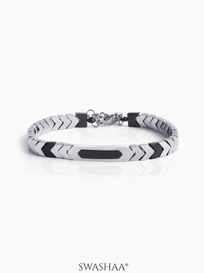 Warsaw Chevron Links Silver Men's Bracelet