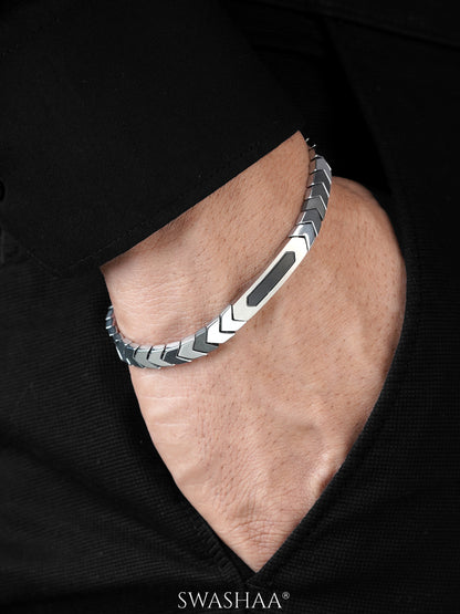 Warsaw Chevron Links Silver Men's Bracelet