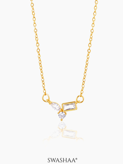 Wei Cluster Chamrs 18K Gold Plated Necklace