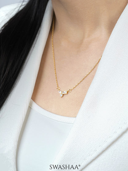 Wei Cluster Chamrs 18K Gold Plated Necklace