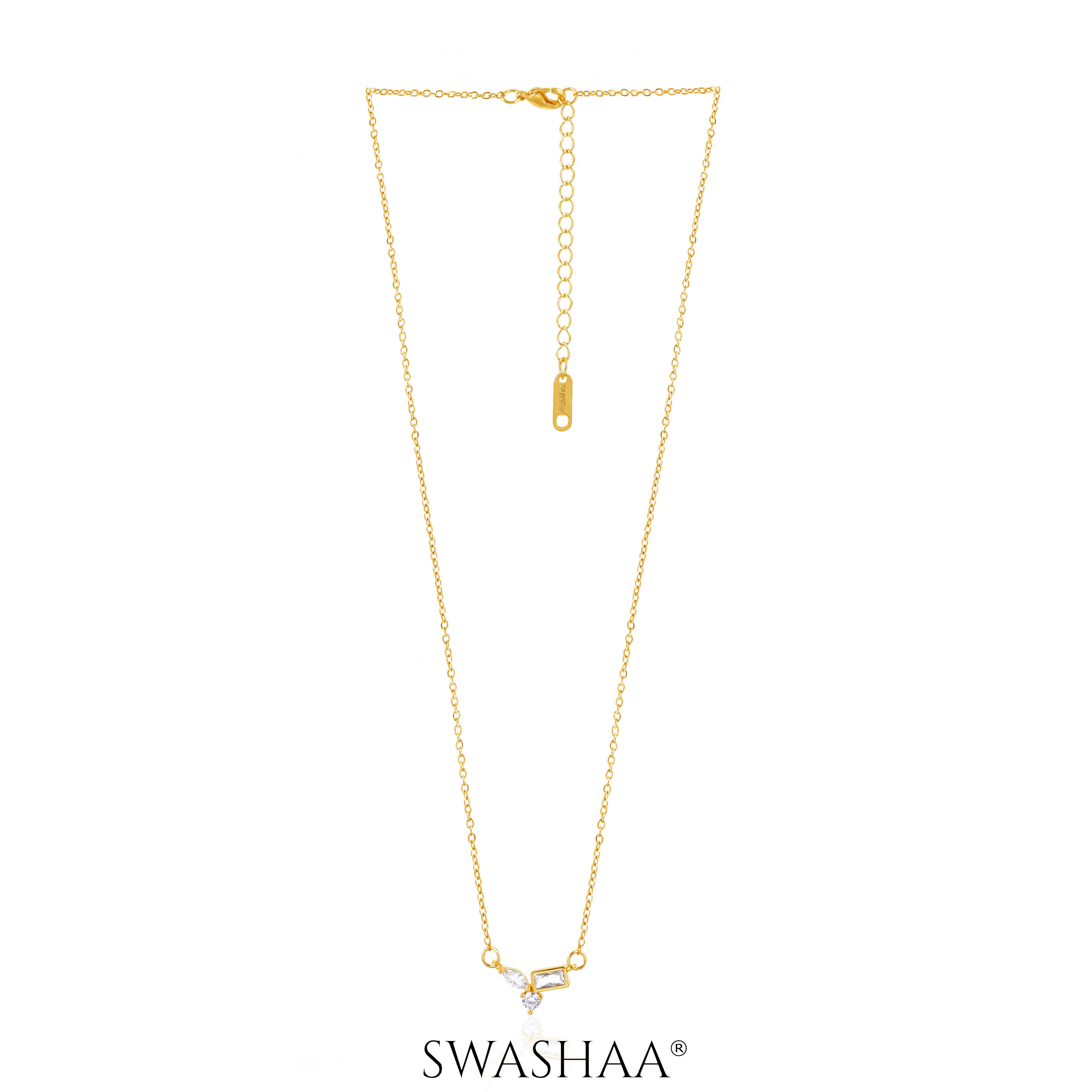 Wei Sapphire Cluster 18K Gold Plated Necklace