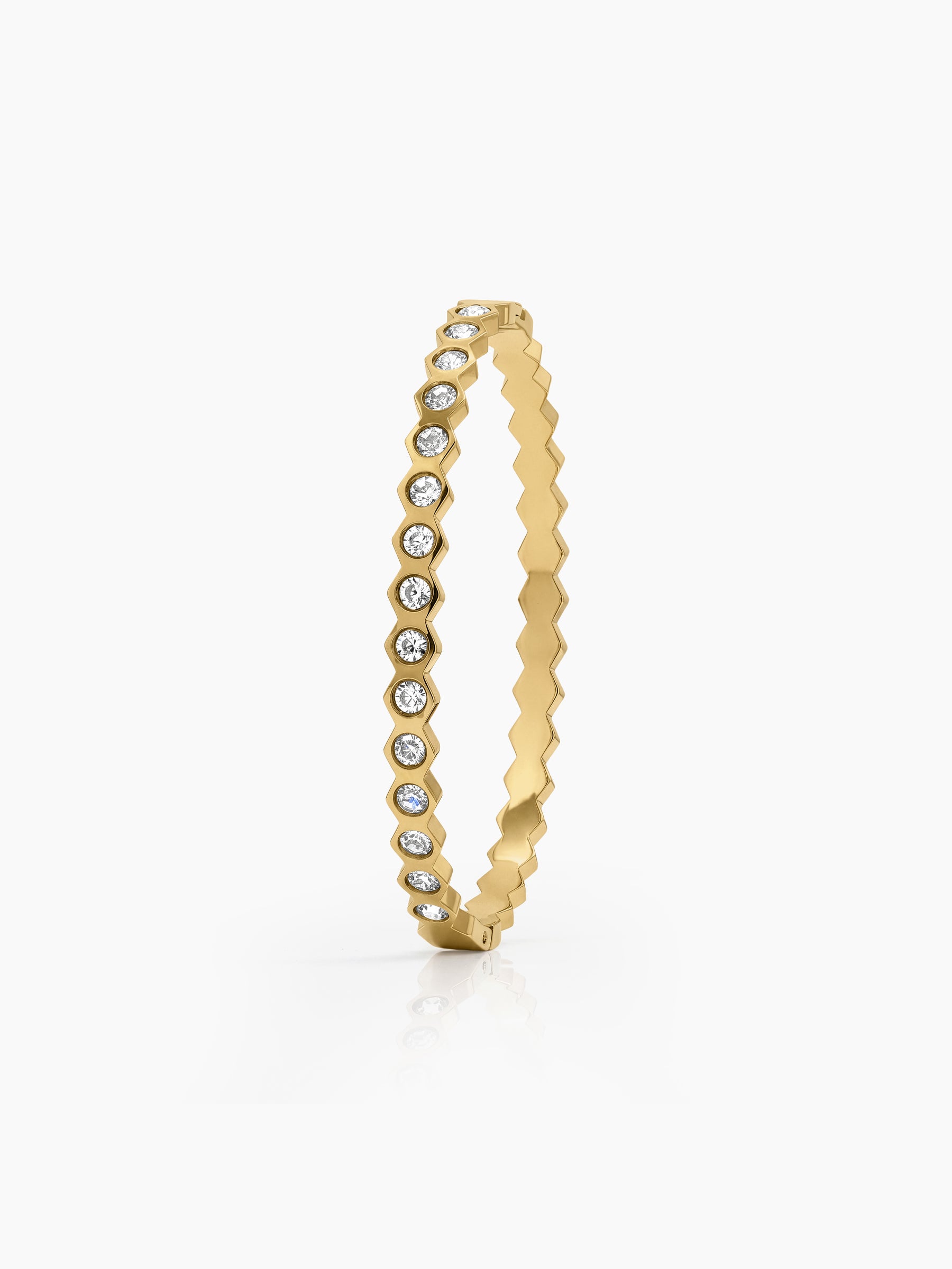 Wexa Diamond Solitaire Line 18K Gold Plated Women's Solid Band Bracelet