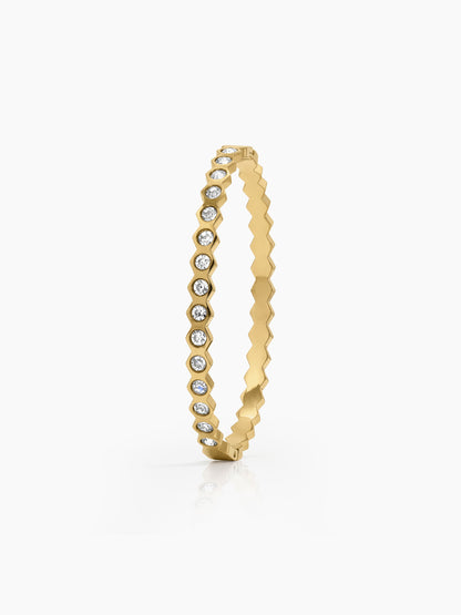 Wexa Diamond Solitaire Line 18K Gold Plated Women's Solid Band Bracelet