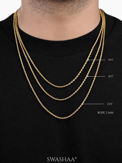 Rope Twisted Link 18K Gold Plated Men's Chain