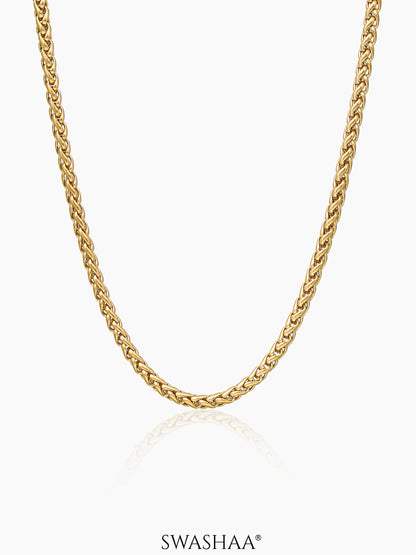 Wheat Woven Texture 18K Gold Plated 3MM Men's Chain