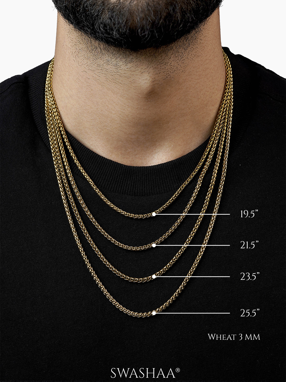 Wheat Woven Texture 18K Gold Plated Men's Chain