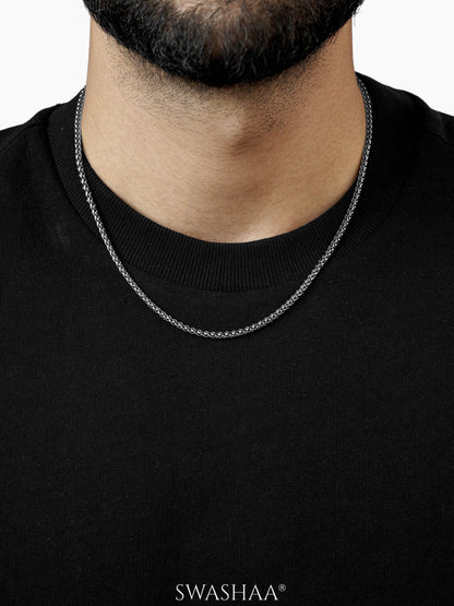Wheat Woven Texture  Silver 3MM Men's Chain