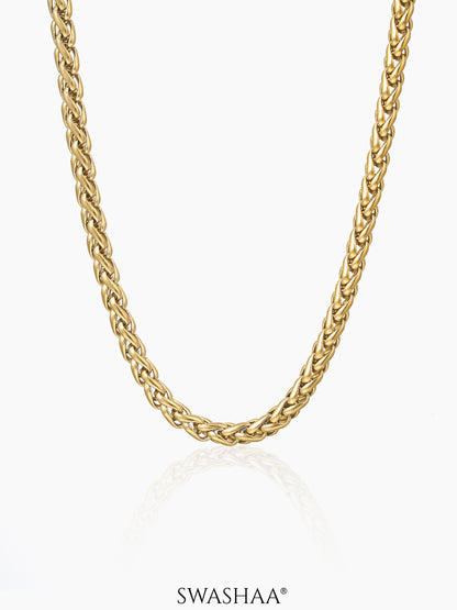 Wheat Woven Texture 18K Gold Plated 5 MM Men's Chain