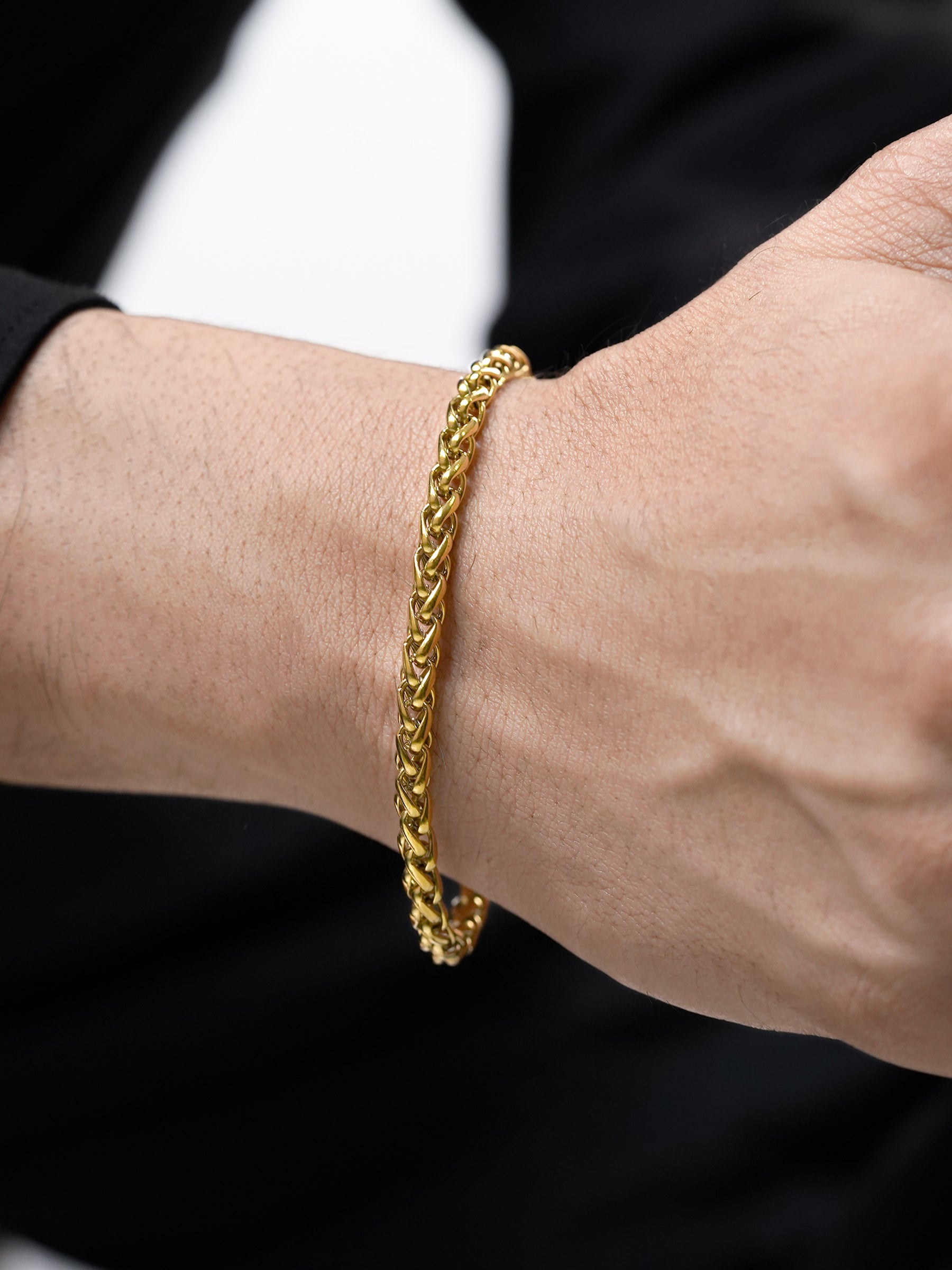 Wheat Chain 18K Gold Plated 5 MM Men's Bracelet