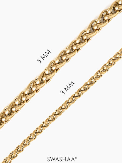 Wheat Woven Texture 18K Gold Plated Men's Chain